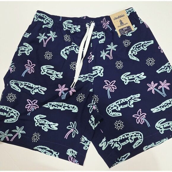 New CHUBBIES - XL - The Neon Glades 7" Inseam Men's Swim Shorts Navy Alig Palms - Picture 8 of 8